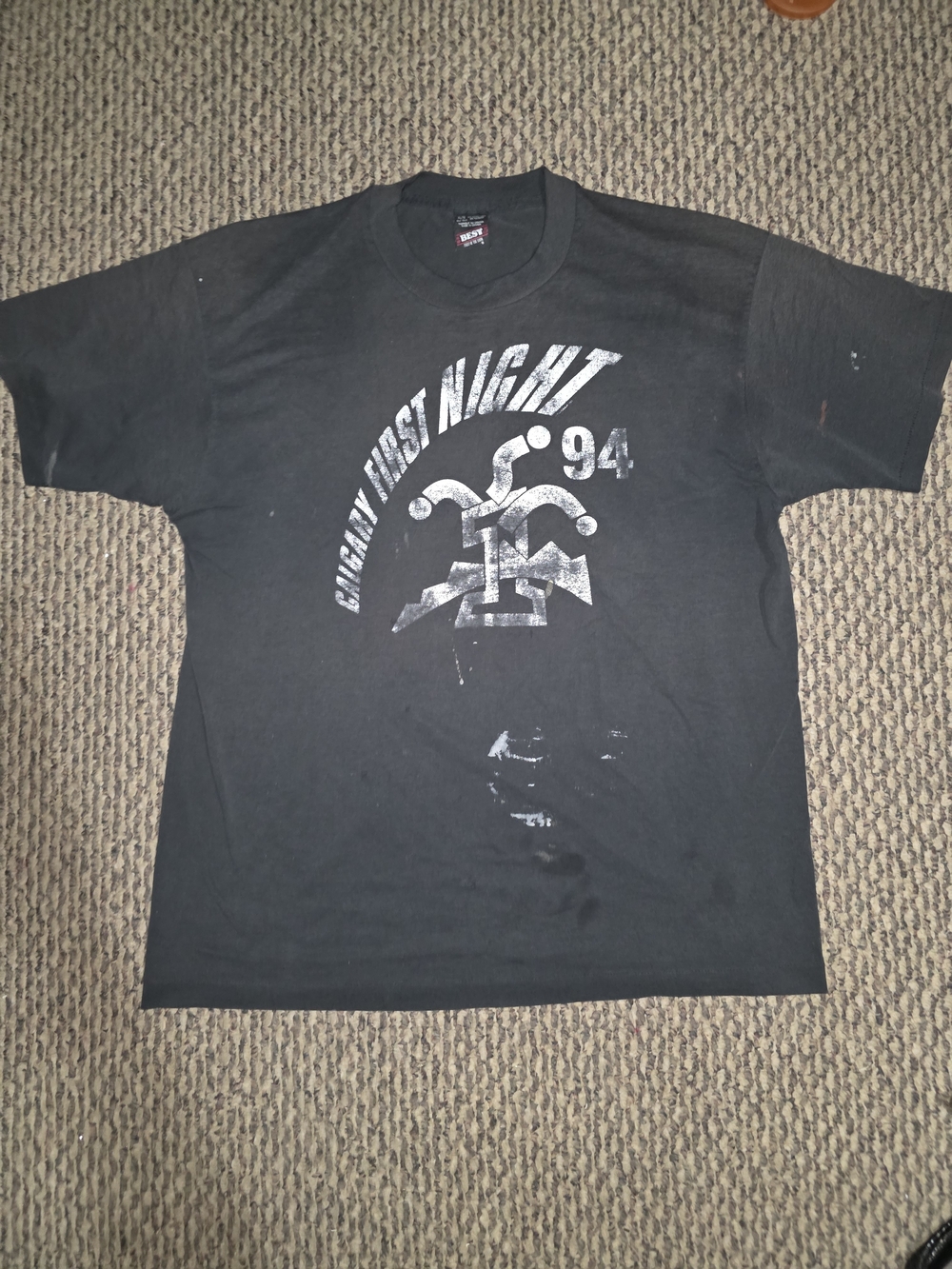 Fruit of the Loom Black Short Sleeve Graphic Tee - White Print